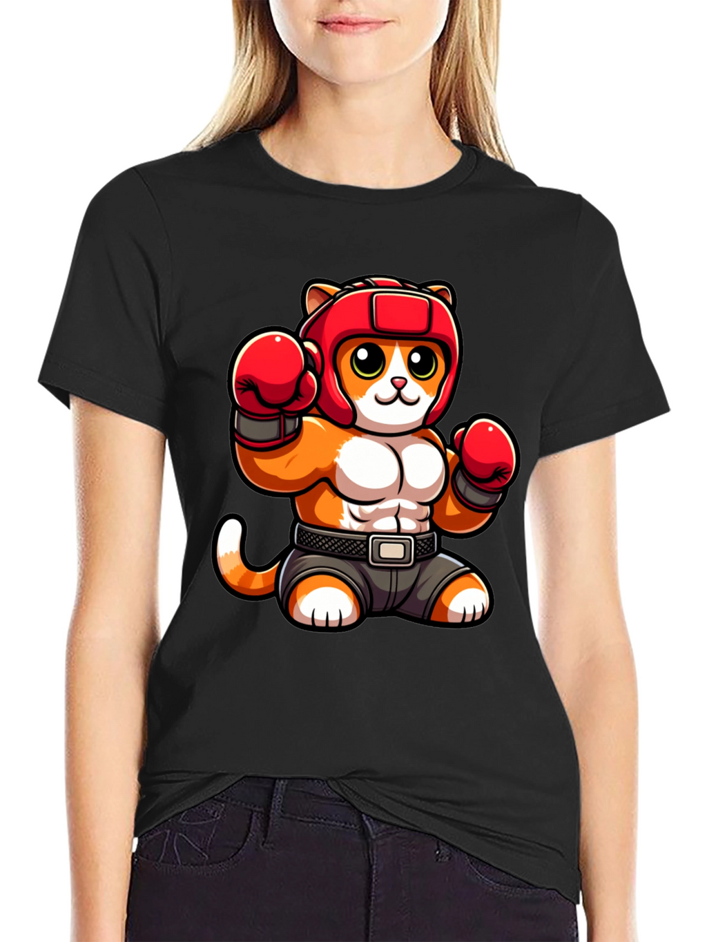Boxing Cat Graphic Tee