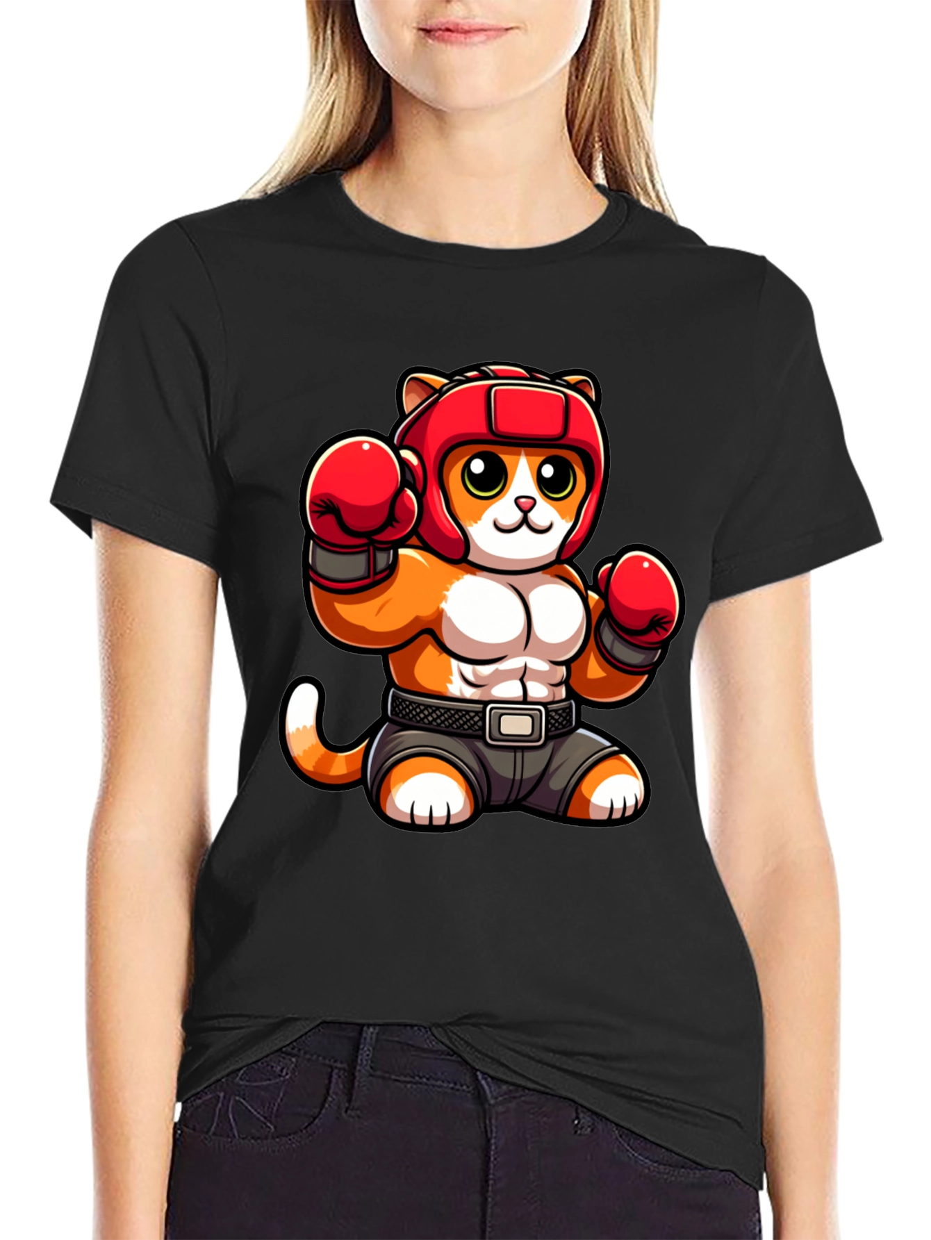 Boxing Cat Graphic Tee