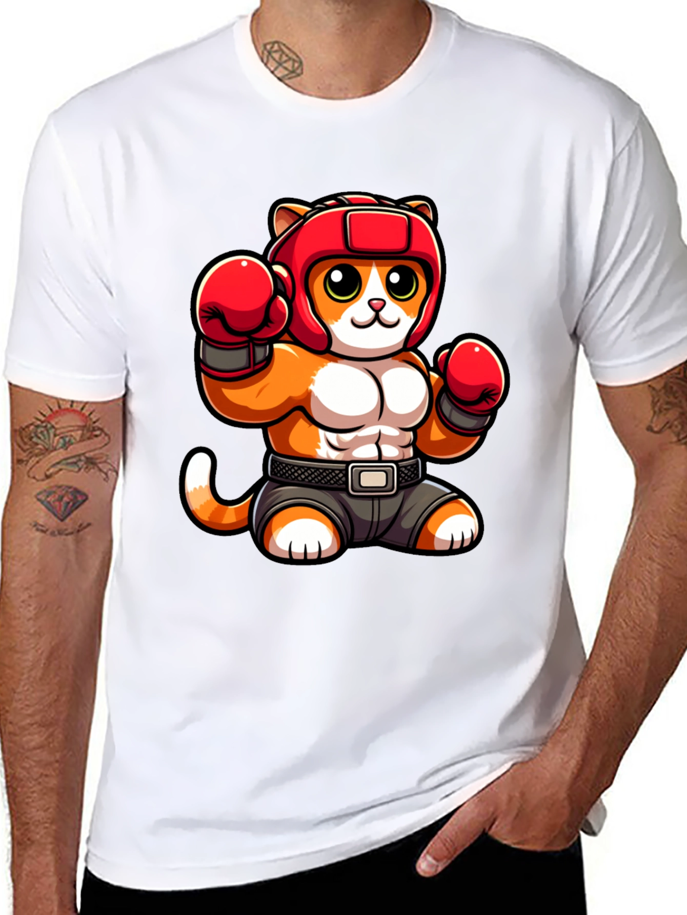 Boxing Cat Graphic Tee