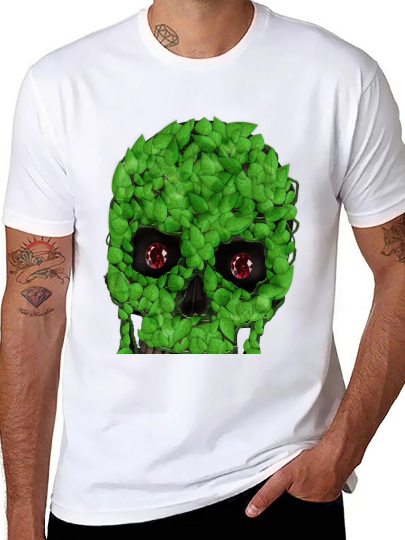 Leaf Skull Graphic T-Shirt - Unique Design