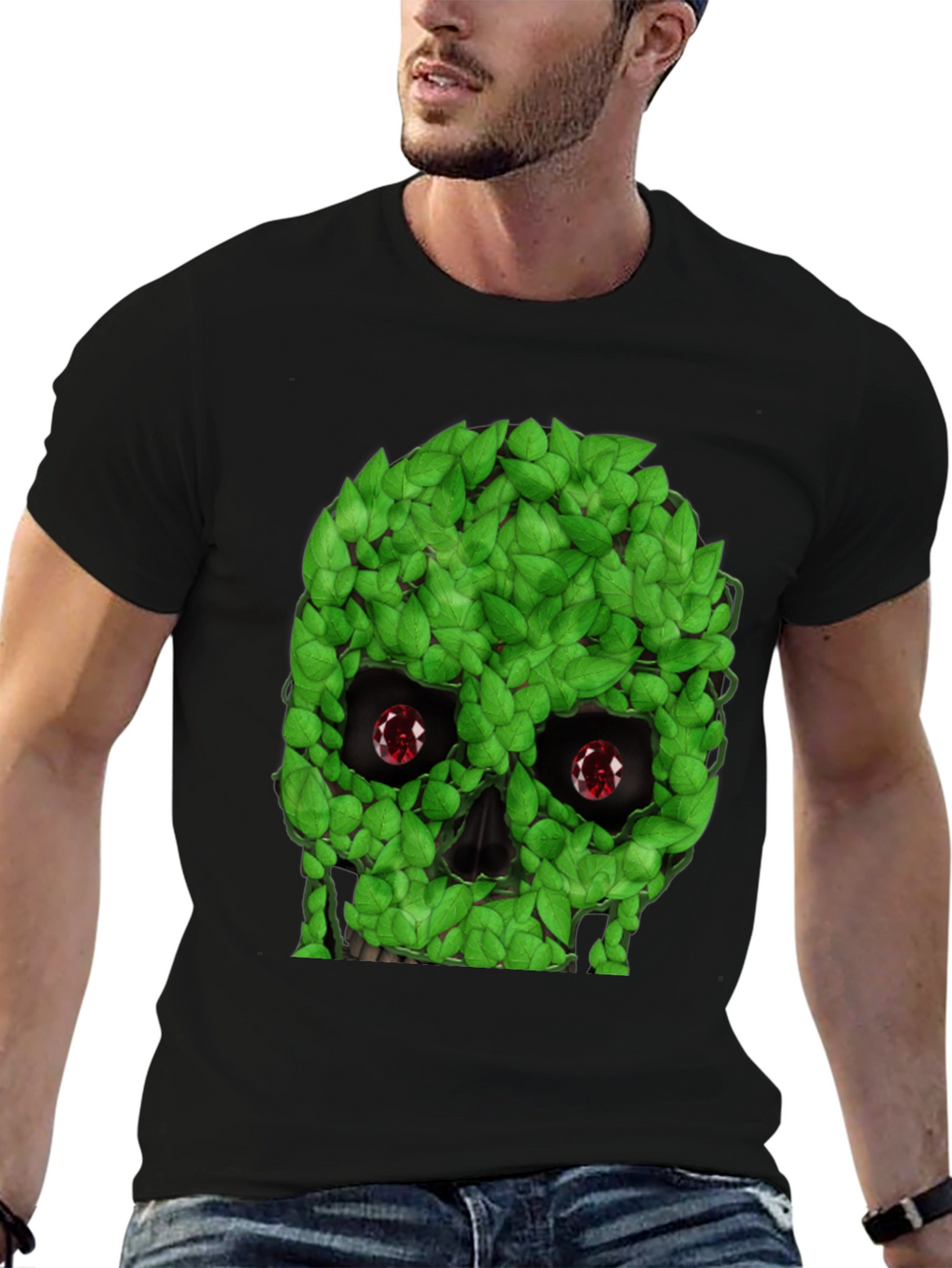 Leaf Skull Graphic T-Shirt - Unique Design