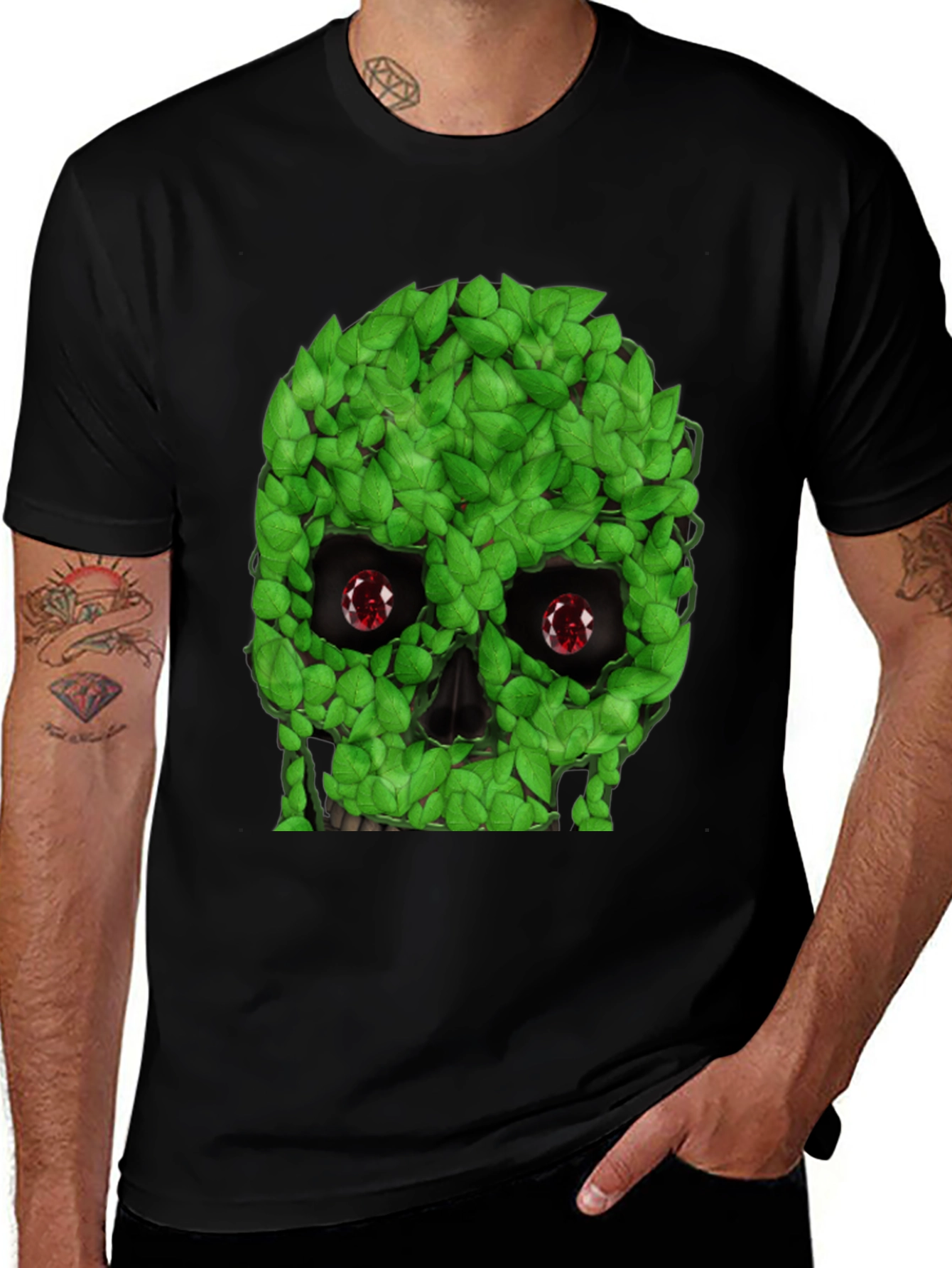 Leaf Skull Graphic T-Shirt - Unique Design