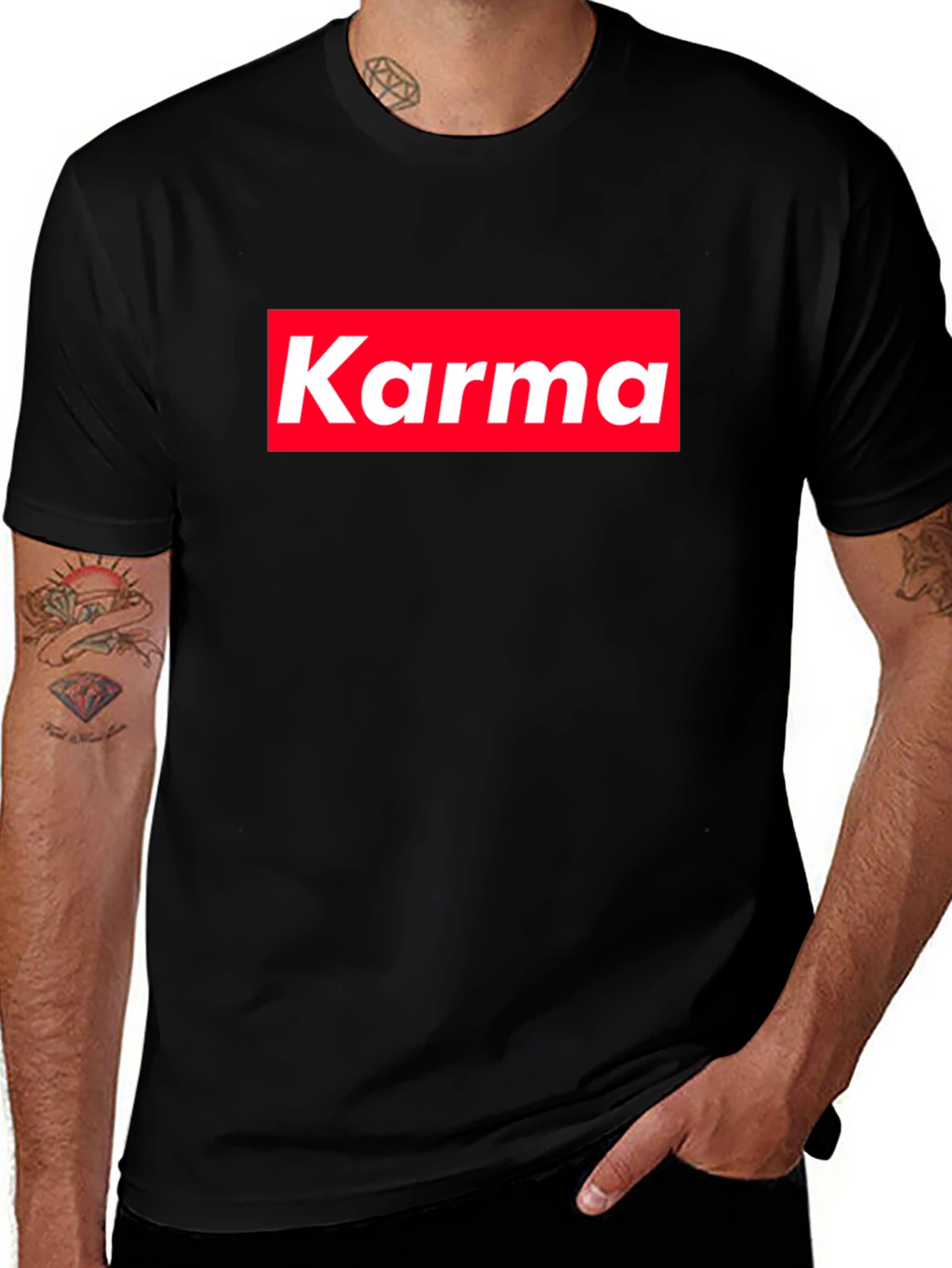 Karma Tee - Red Box Logo - Trendy Style