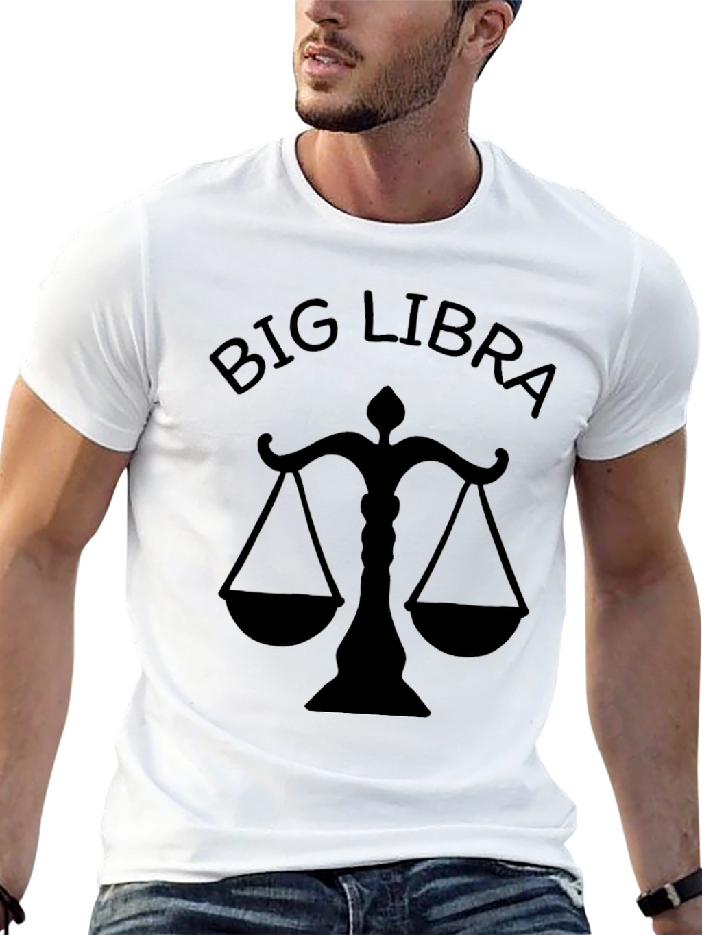 Big Libra Zodiac Sign T-Shirt - Black