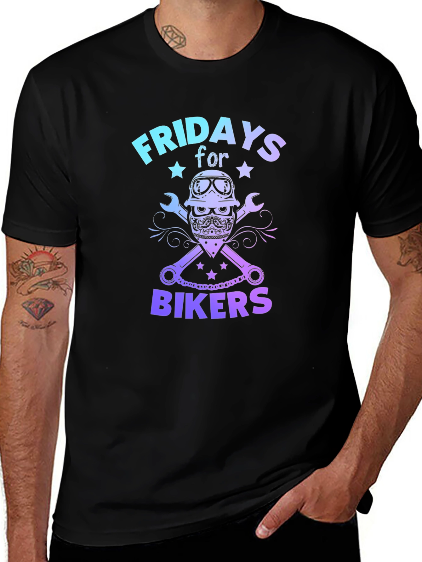 Fridays for Bikers Graphic Tee - Cool Biker Design