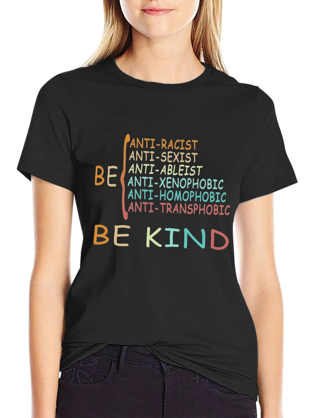 Be Kind Anti-Racist Anti-Sexist Graphic T-Shirt