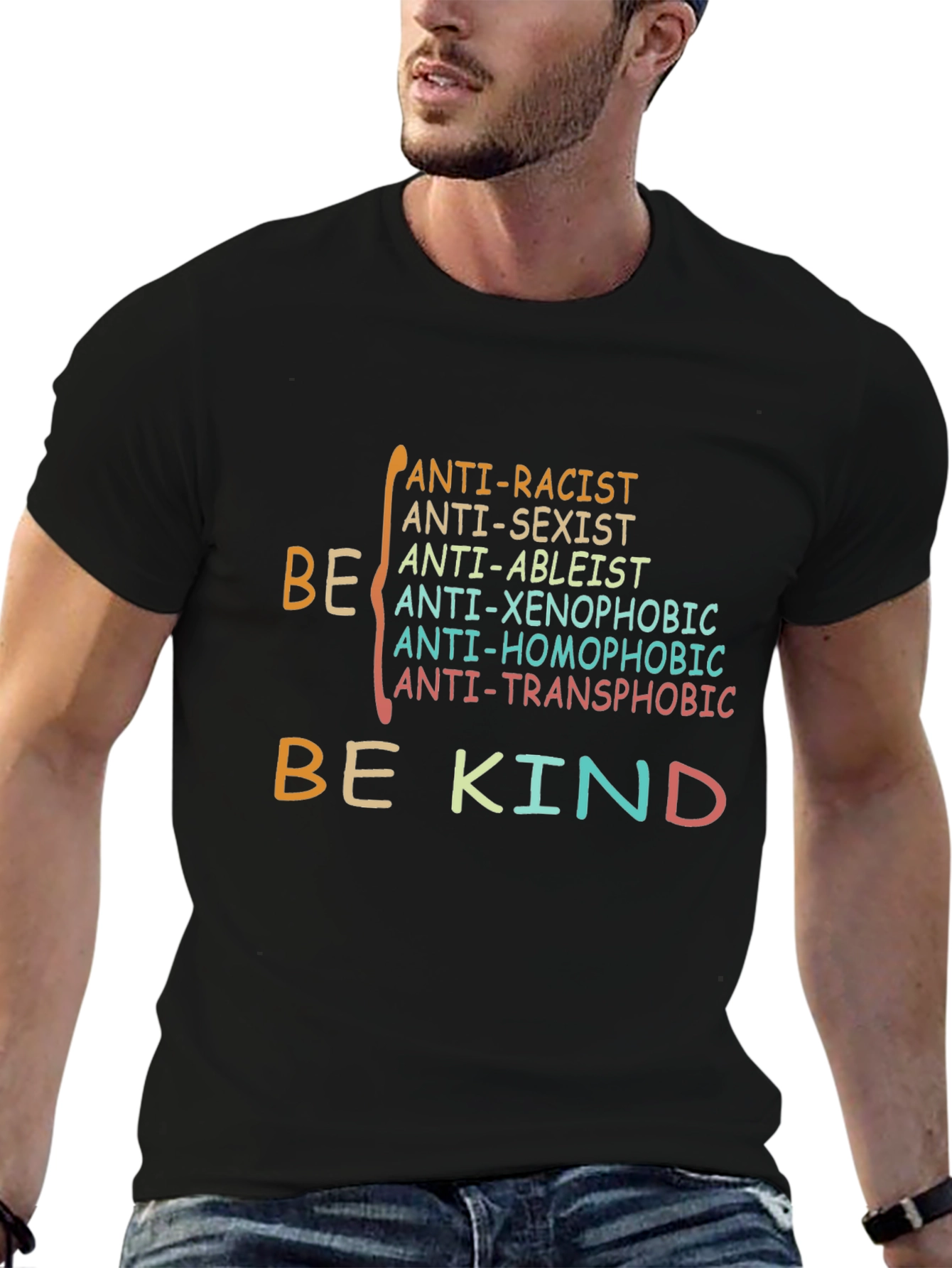 Be Kind Anti-Racist Anti-Sexist Graphic T-Shirt