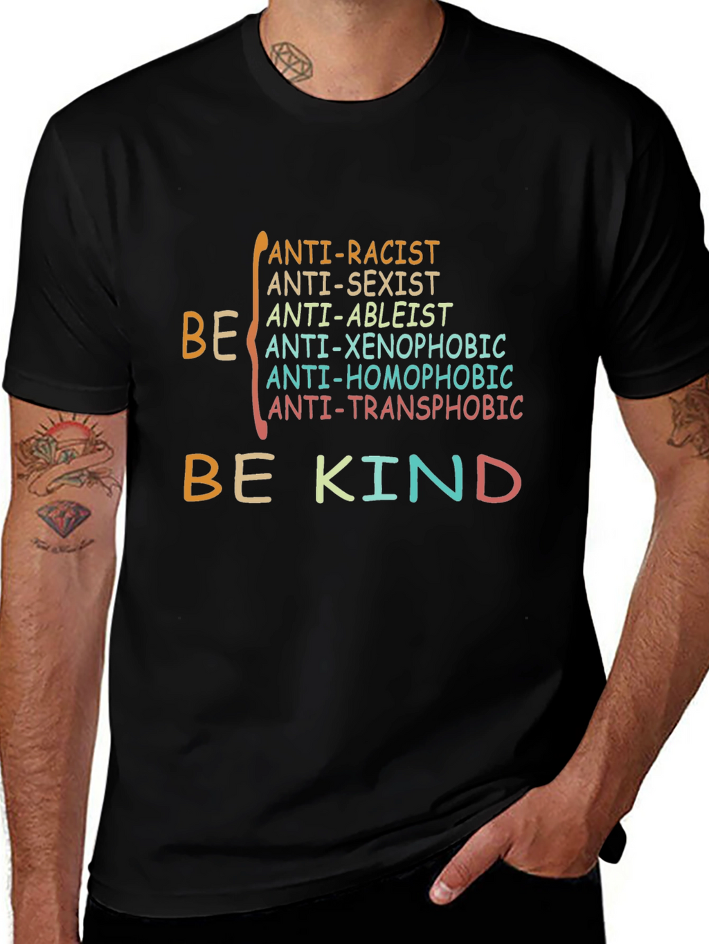 Be Kind Anti-Racist Anti-Sexist Graphic T-Shirt