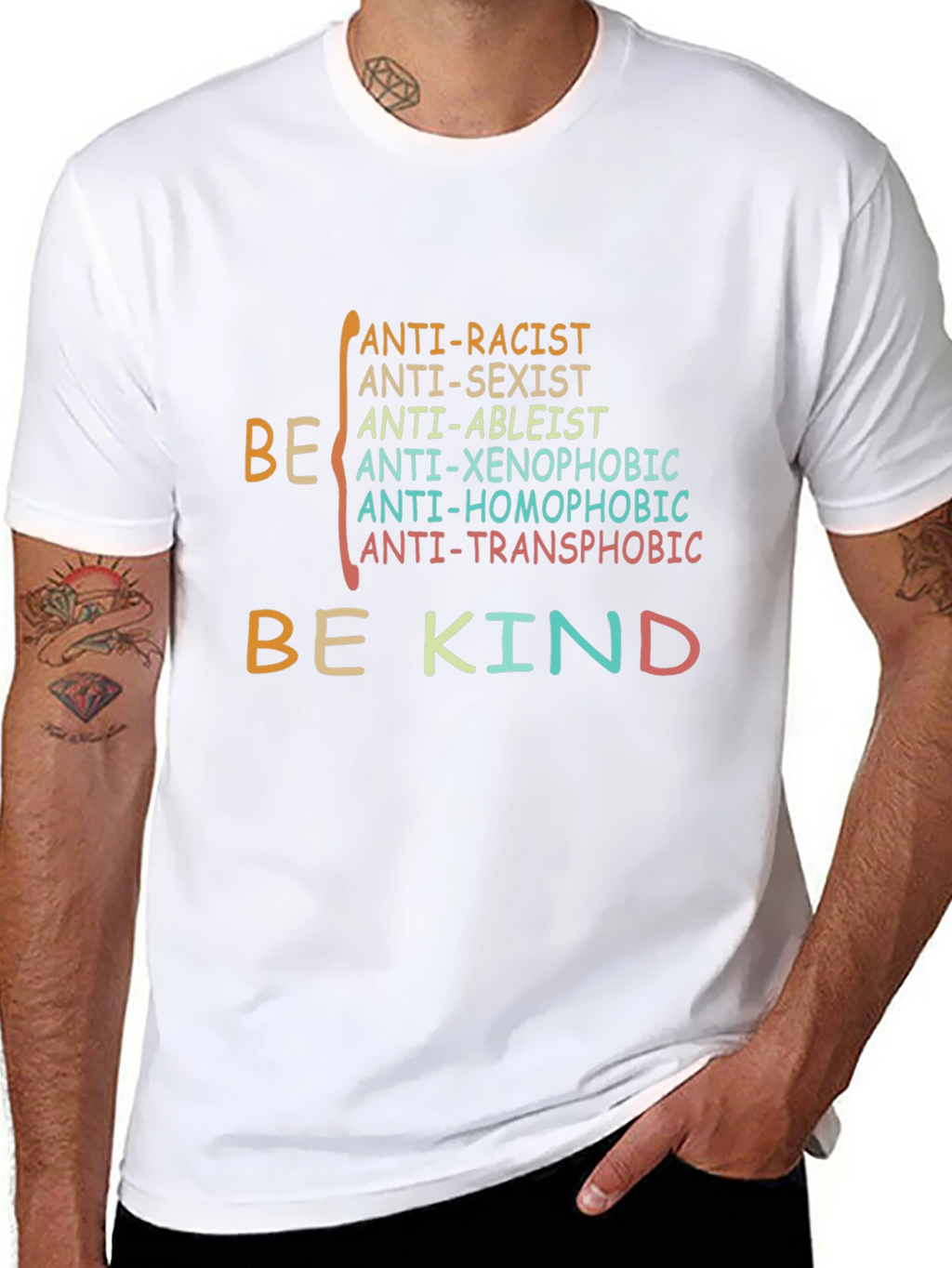 Be Kind Anti-Racist Anti-Sexist Graphic T-Shirt
