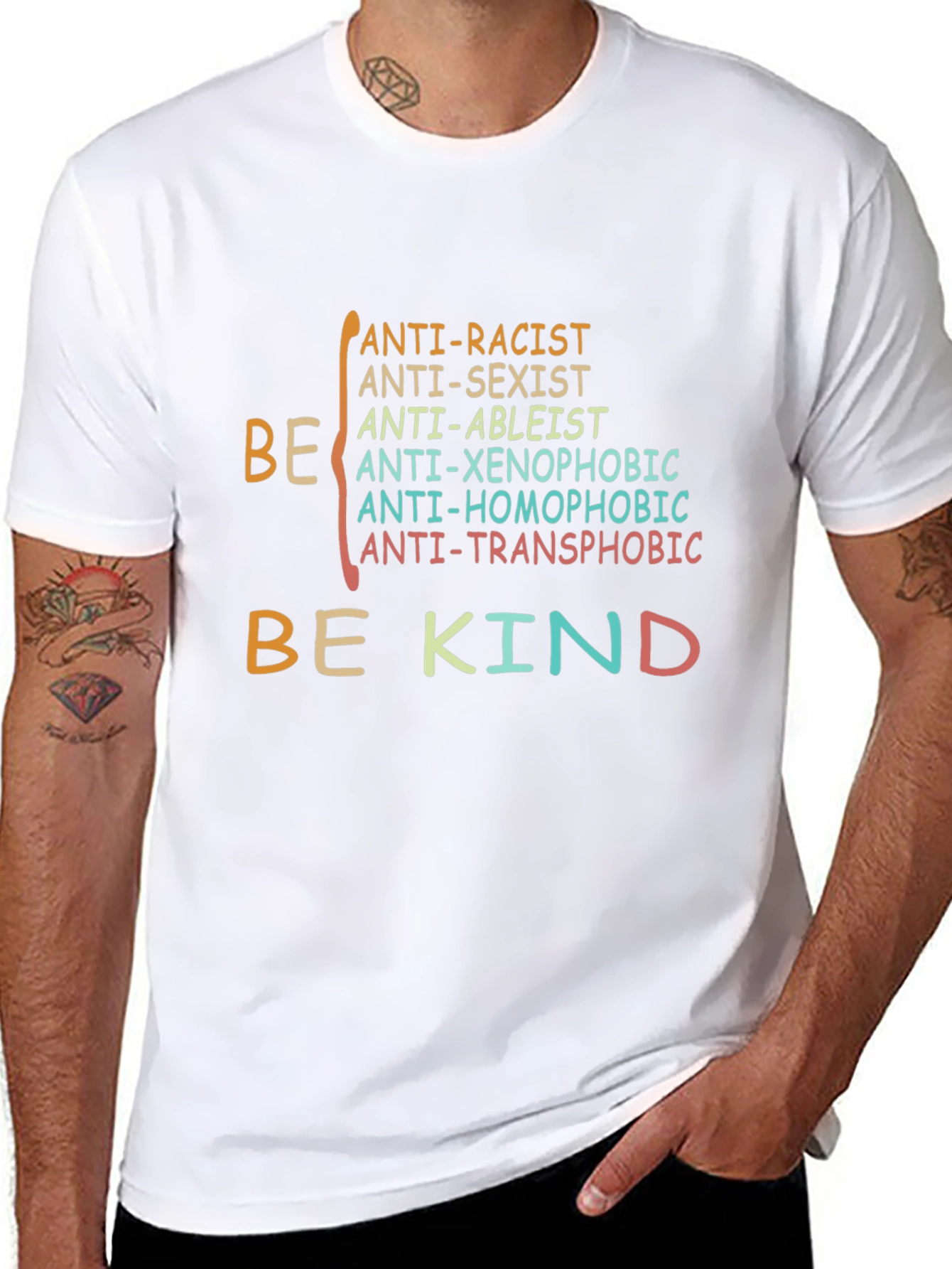 Be Kind Anti-Racist Anti-Sexist Graphic T-Shirt