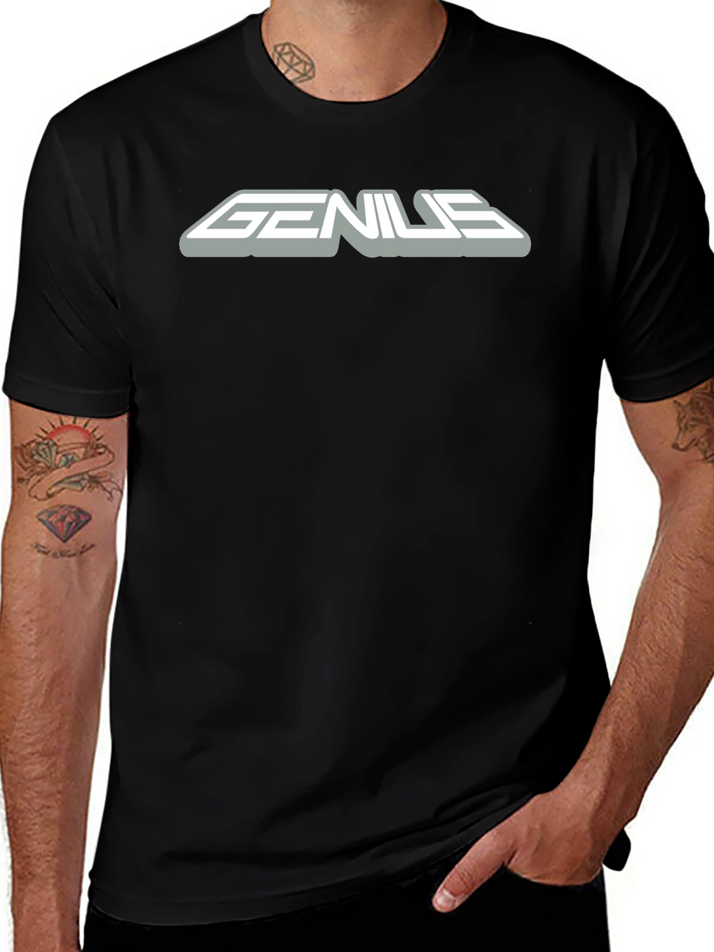 Genius Graphic Black T-Shirt for Men