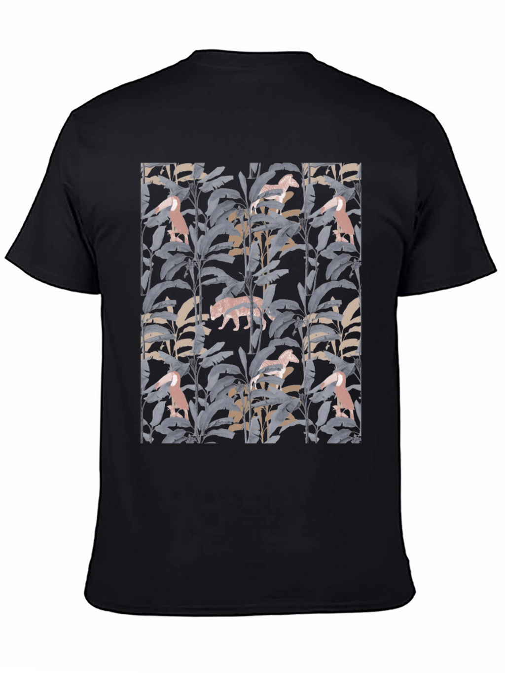 Jungle Print Graphic Tee - Stylish Black T-Shirt