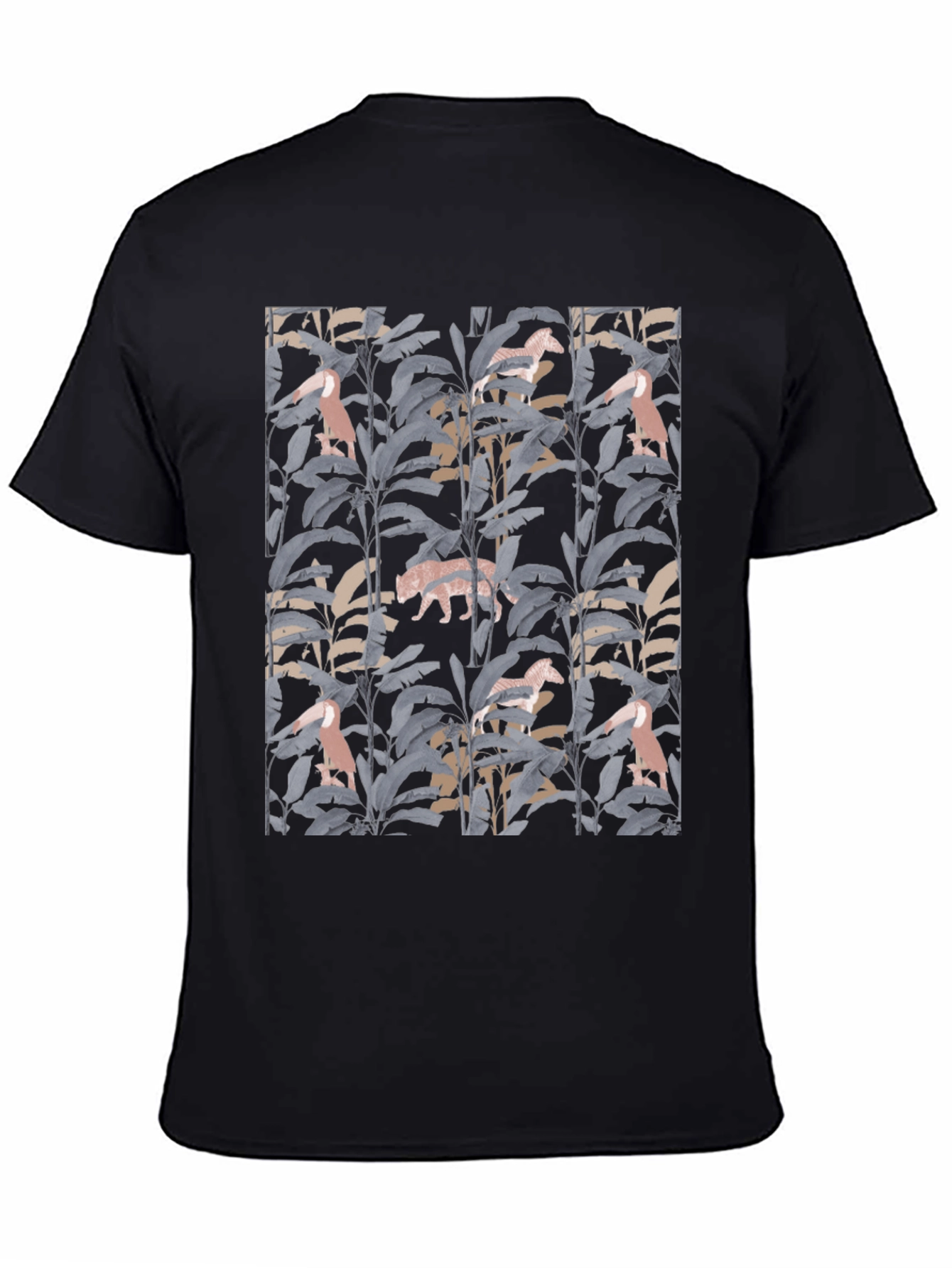 Jungle Print Graphic Tee - Stylish Black T-Shirt