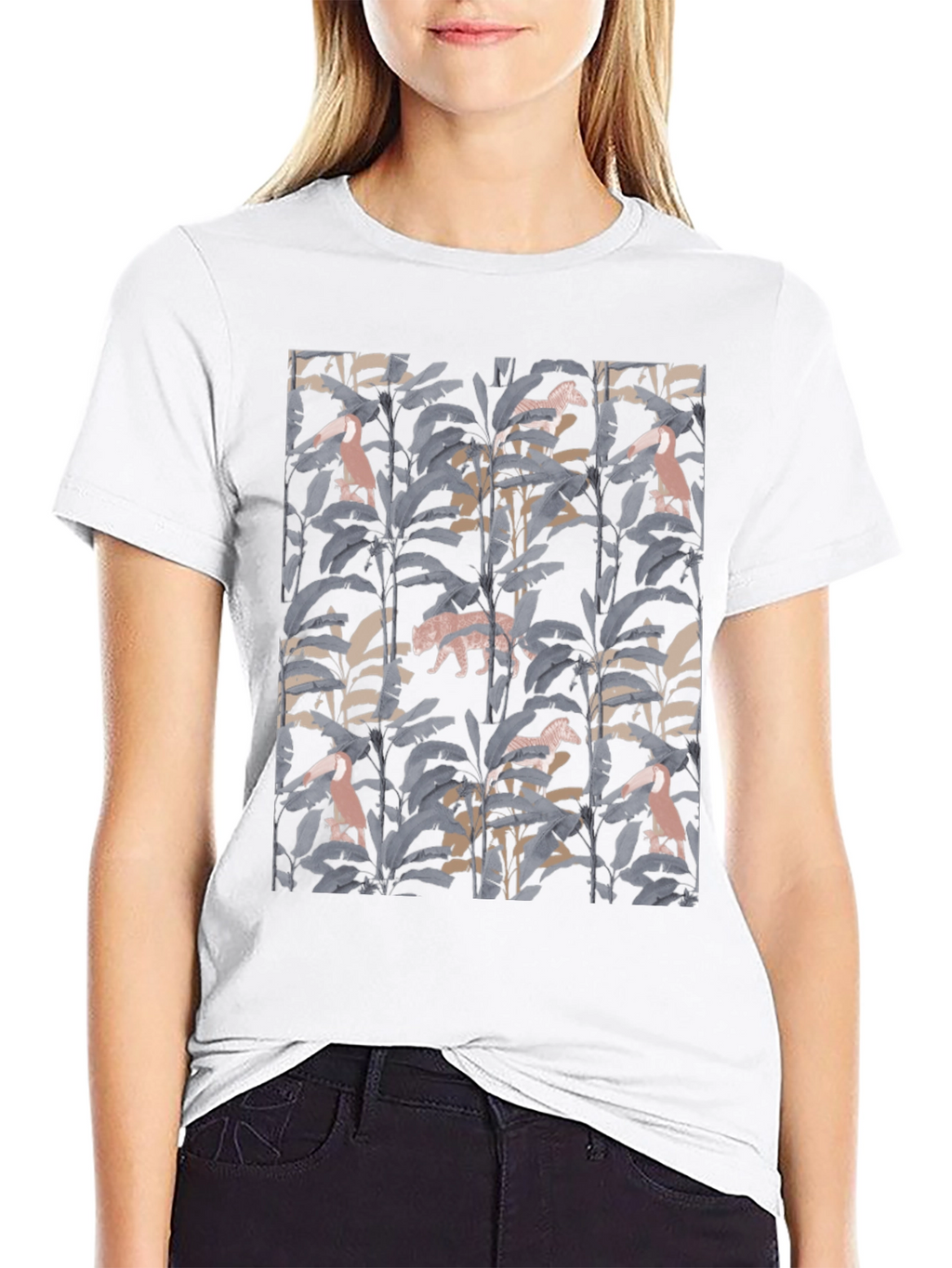 Jungle Print Graphic Tee - Stylish Black T-Shirt