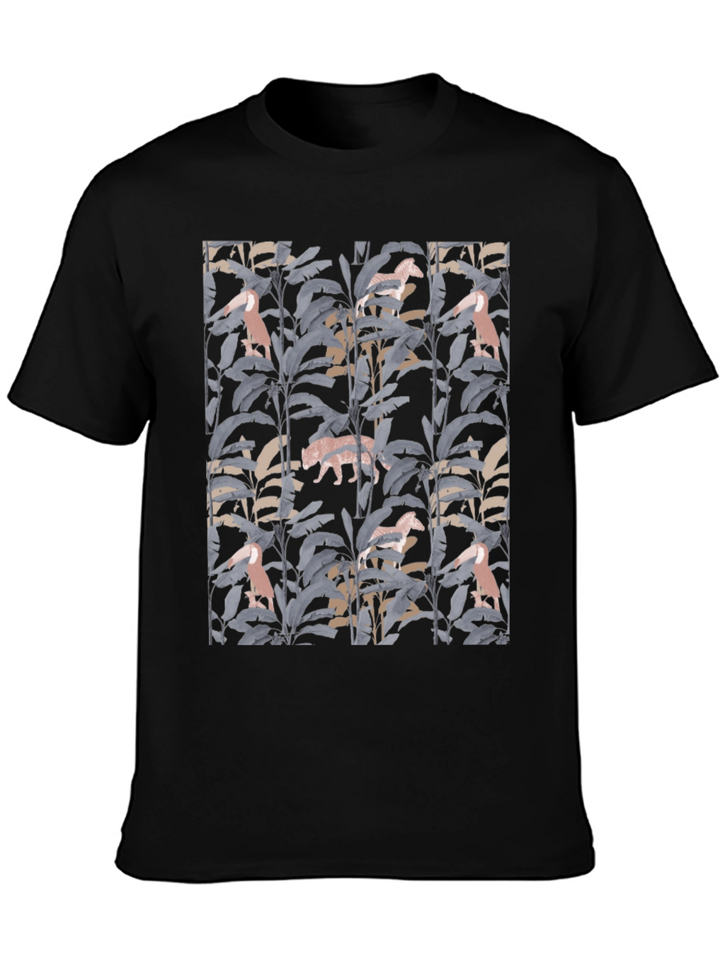 Jungle Print Graphic Tee - Stylish Black T-Shirt