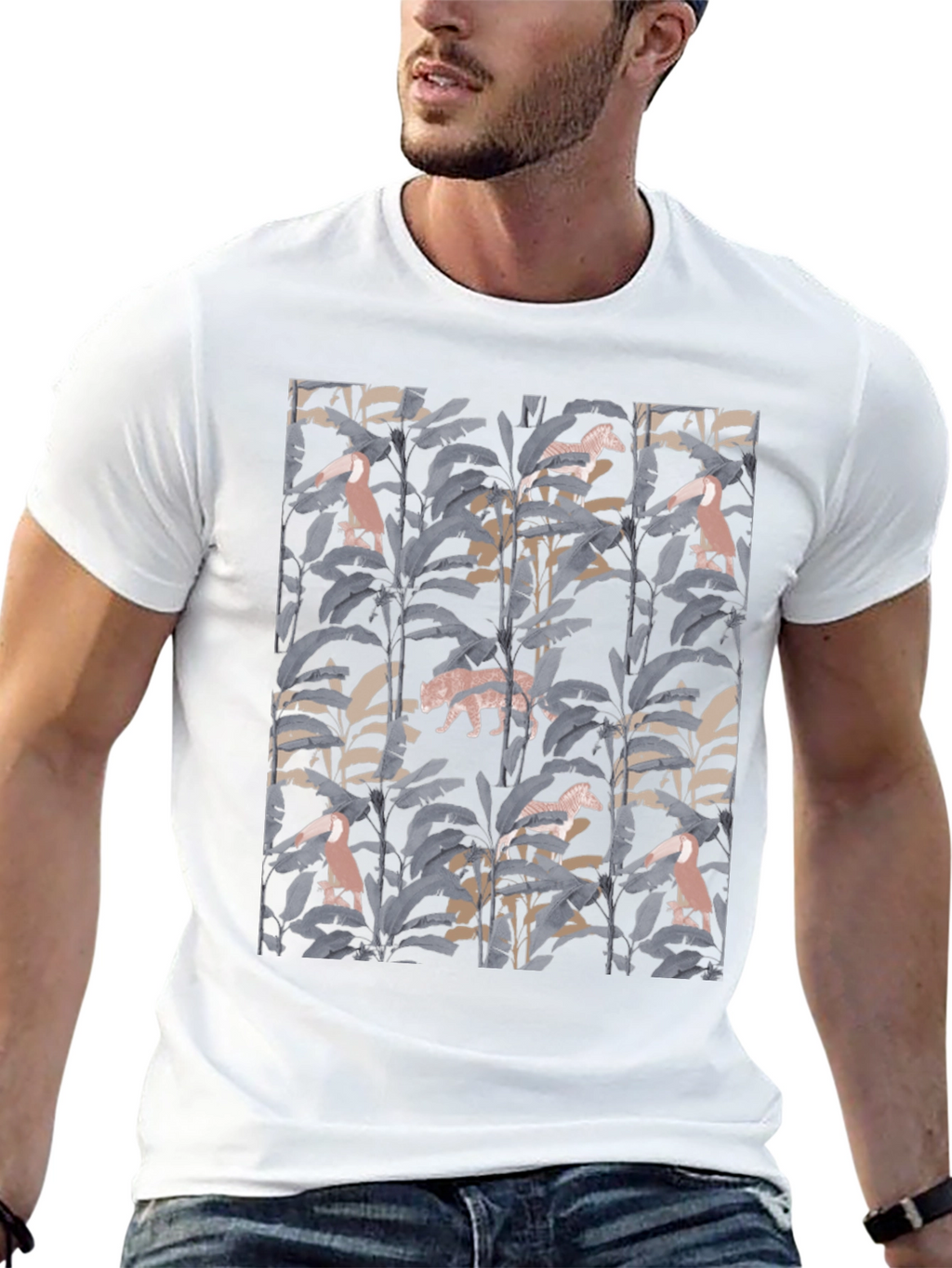Jungle Print Graphic Tee - Stylish Black T-Shirt