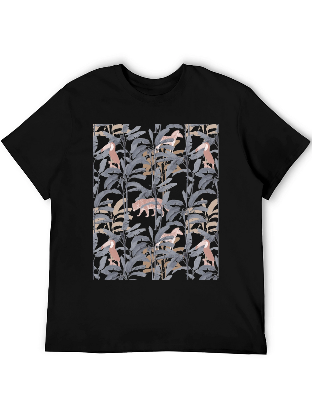 Jungle Print Graphic Tee - Stylish Black T-Shirt