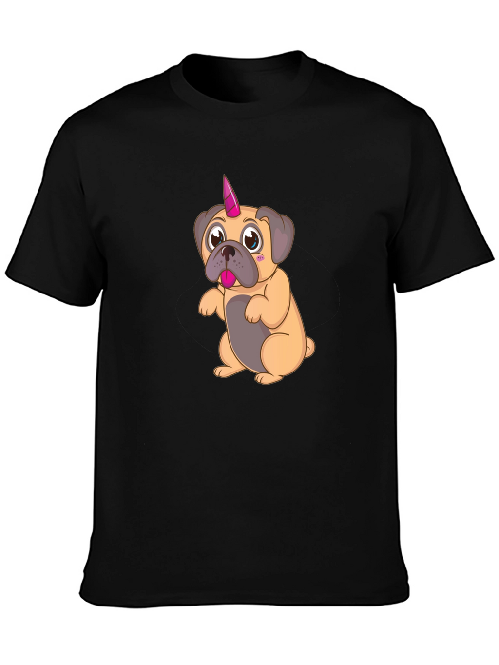 Unicorn Pug Cartoon Graphic T-Shirt