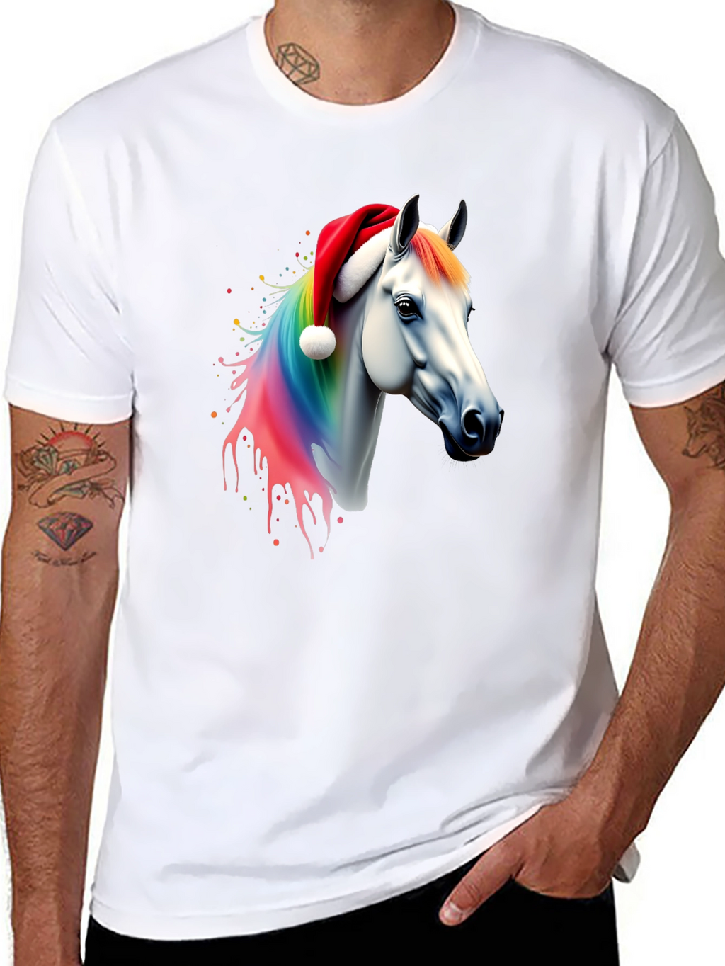 Rainbow Horse Christmas T-Shirt