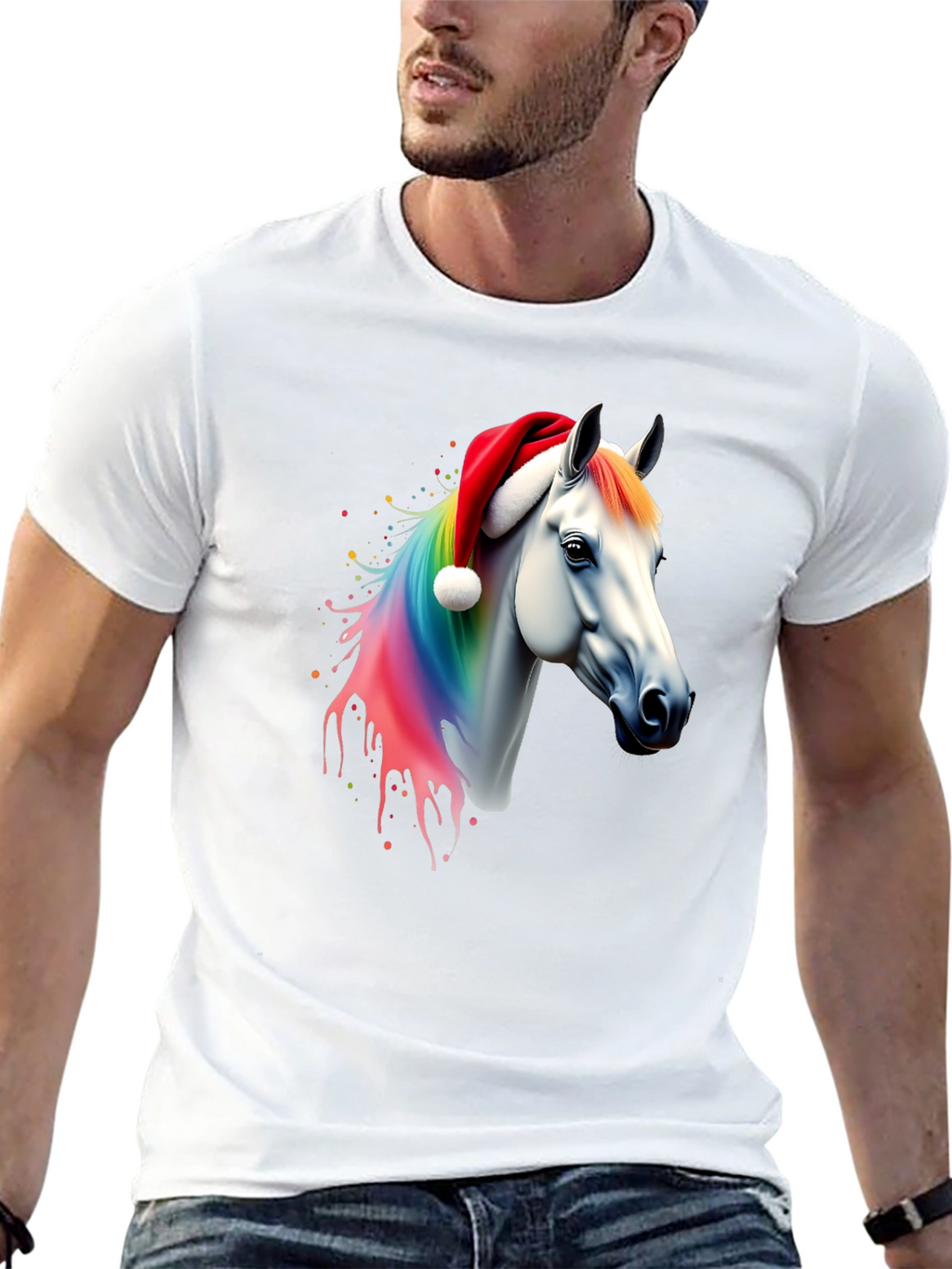 Rainbow Horse Christmas T-Shirt