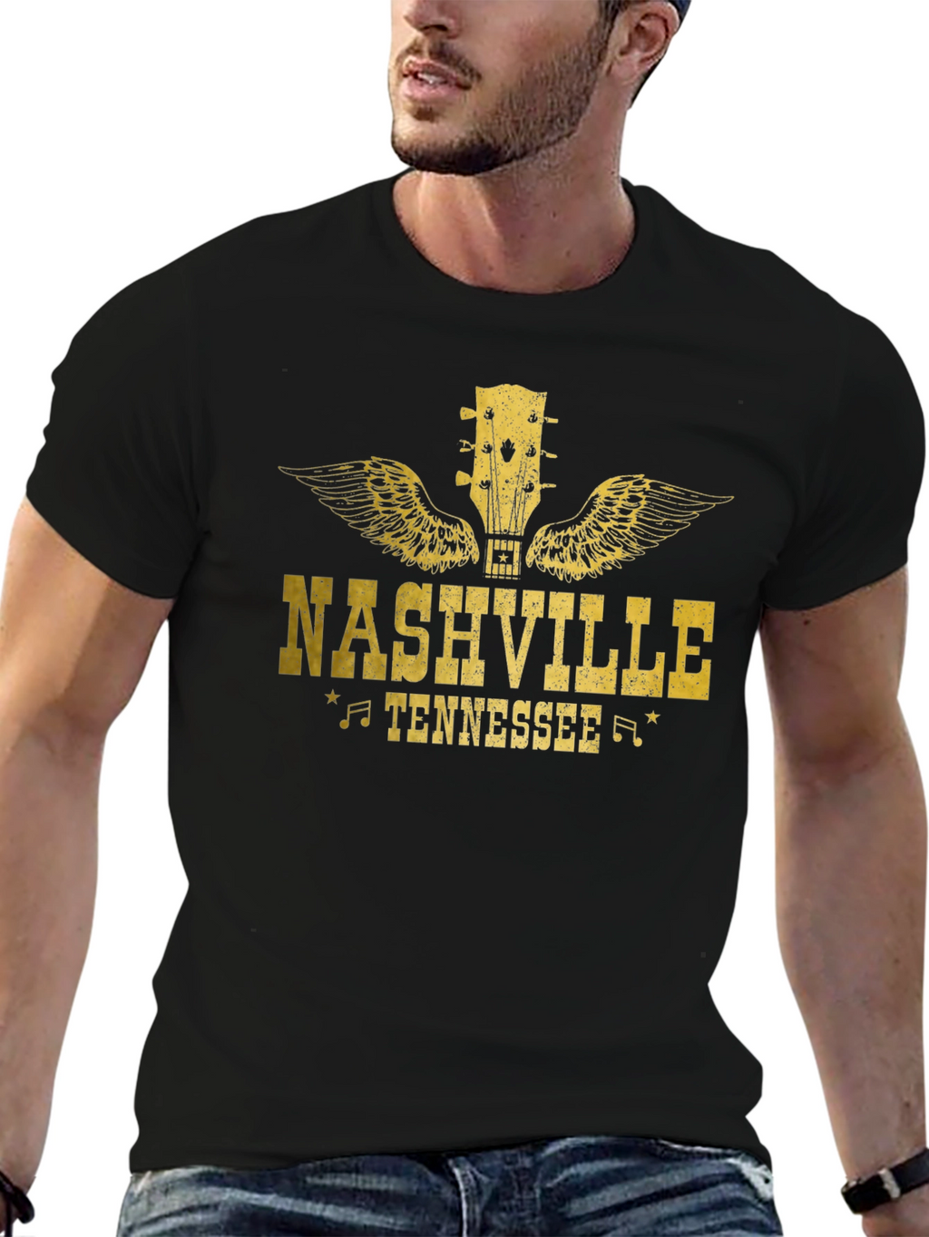 Nashville Tennessee Guitar Wings Graphic Tee