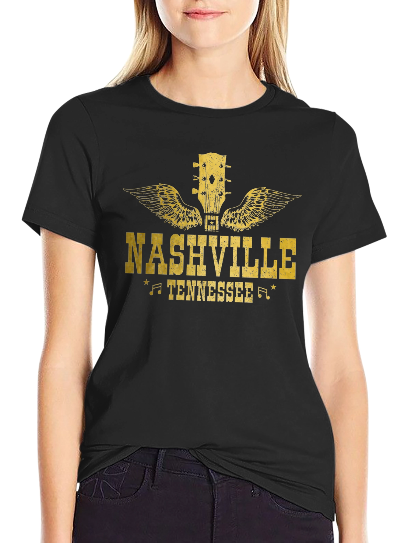 Nashville Tennessee Guitar Wings Graphic Tee