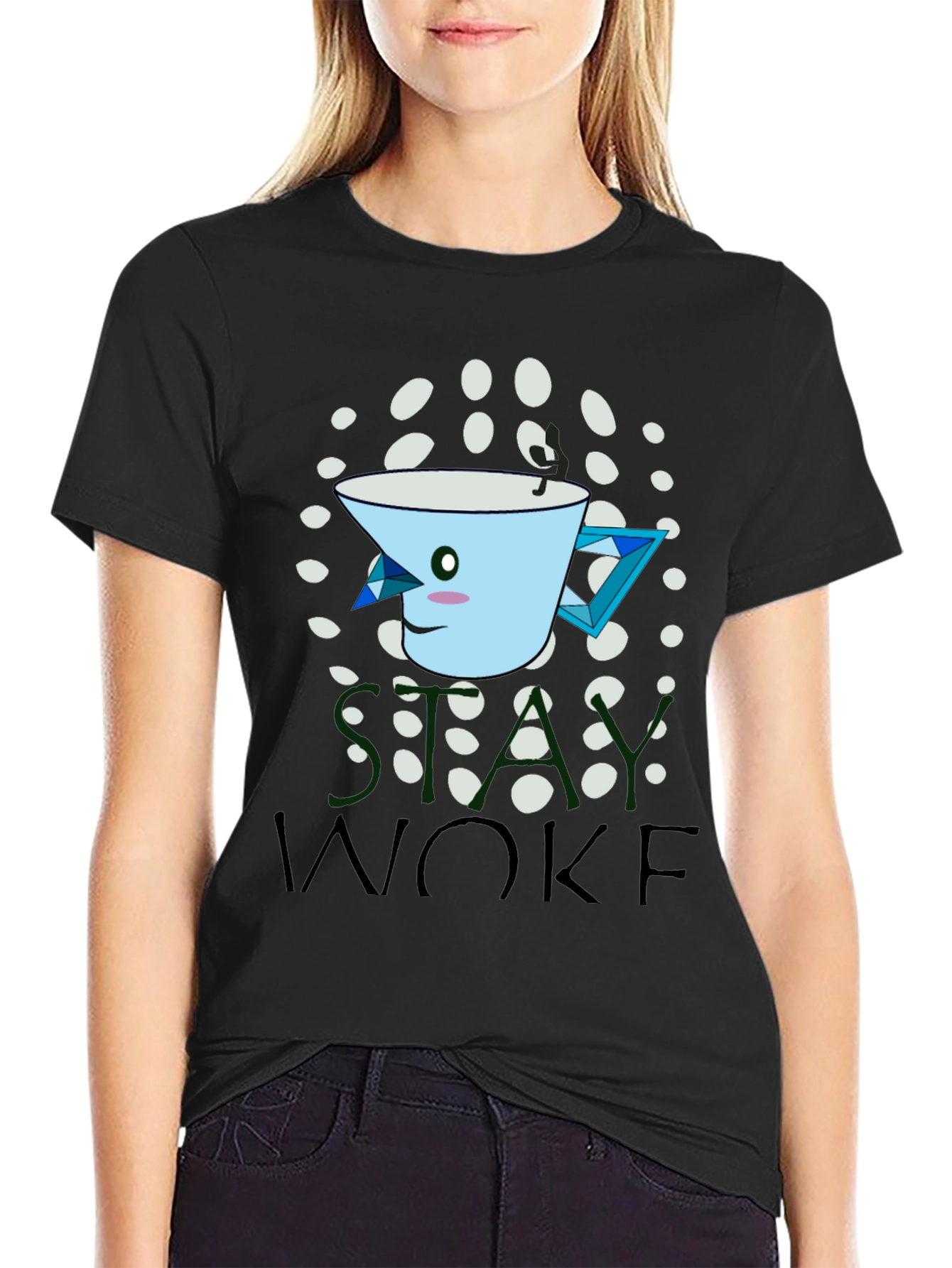 Stay Woke Graphic T-Shirt - Unique Kawaii Tea Cup Design