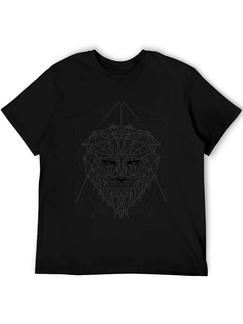 Geometric Lion Graphic Black T-Shirt