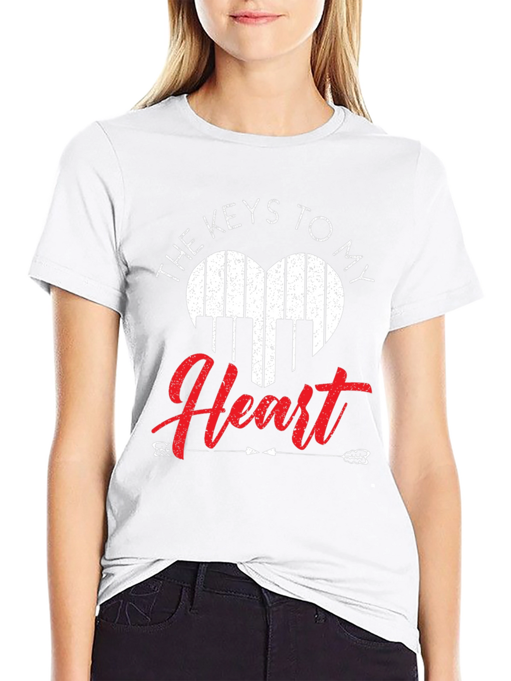 Piano Heart Keys Graphic T-Shirt