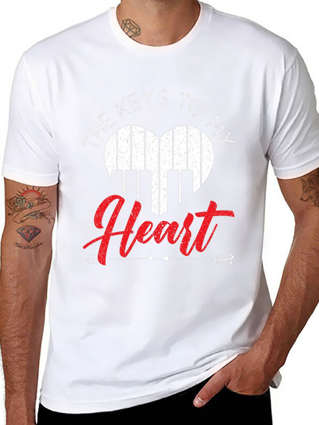 Piano Heart Keys Graphic T-Shirt