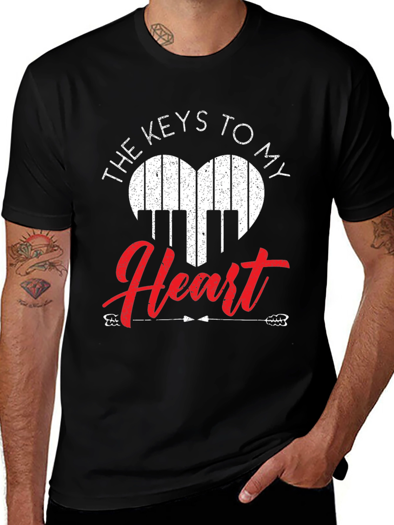 Piano Heart Keys Graphic T-Shirt
