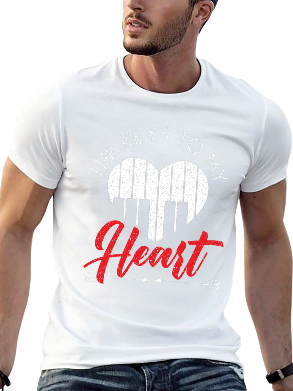 Piano Heart Keys Graphic T-Shirt