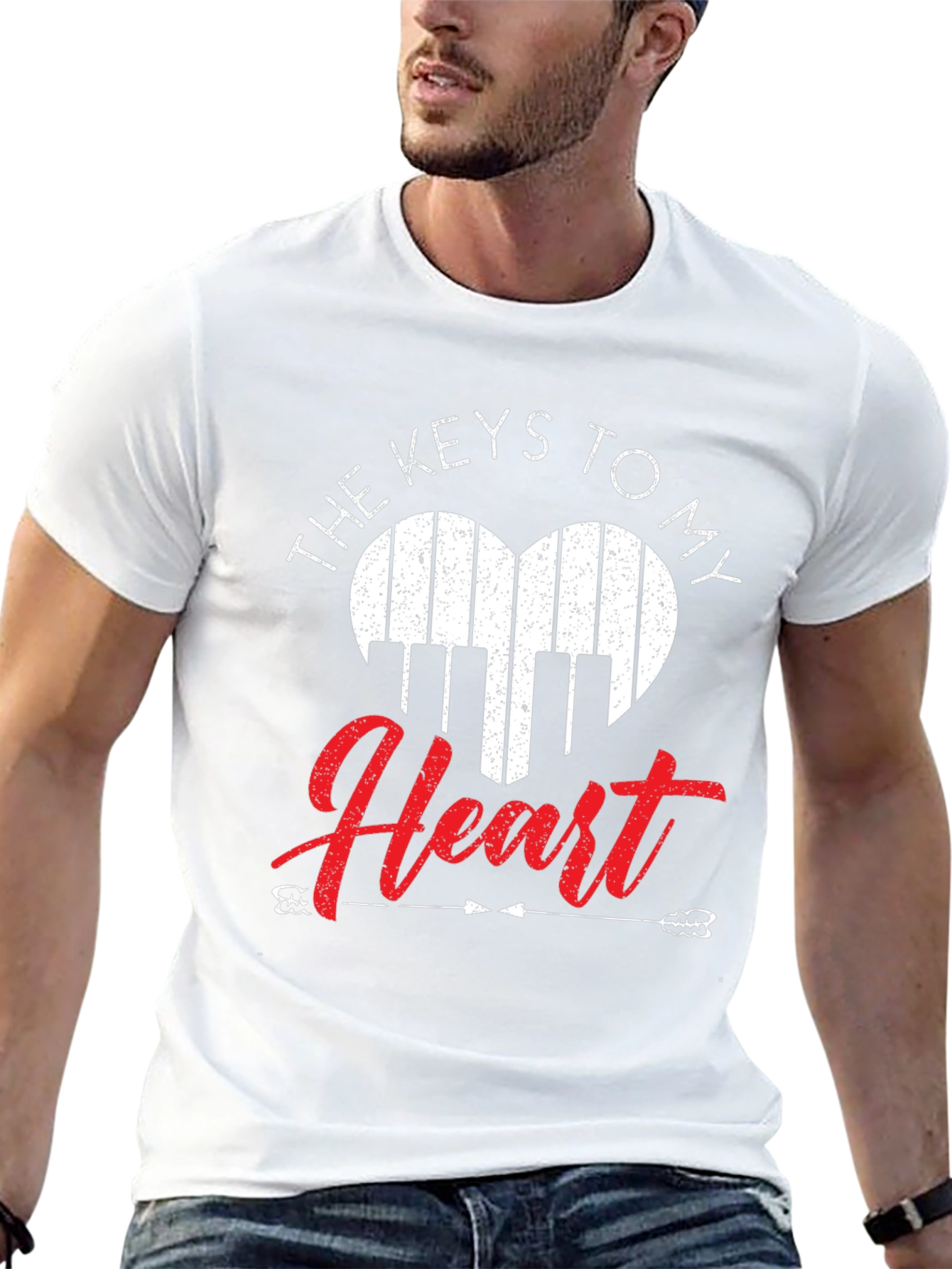 Piano Heart Keys Graphic T-Shirt