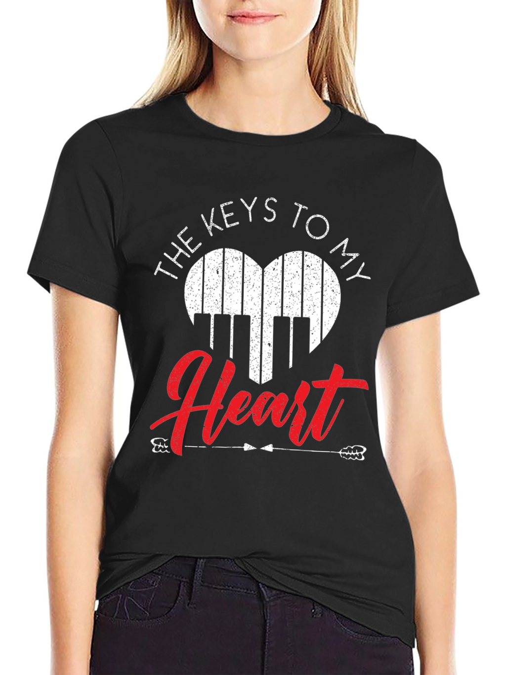 Piano Heart Keys Graphic T-Shirt