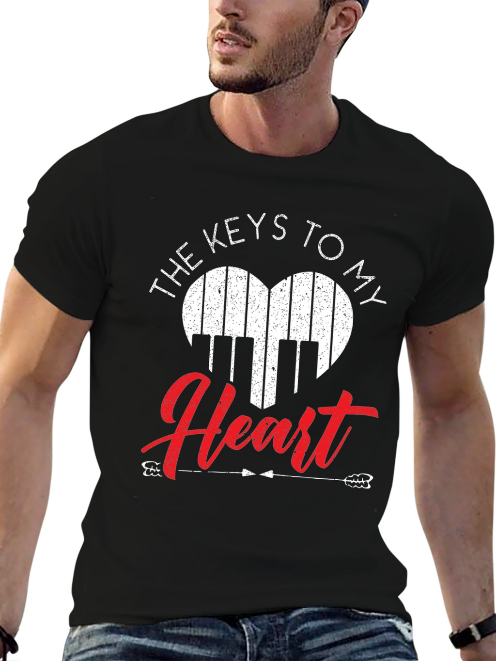 Piano Heart Keys Graphic T-Shirt