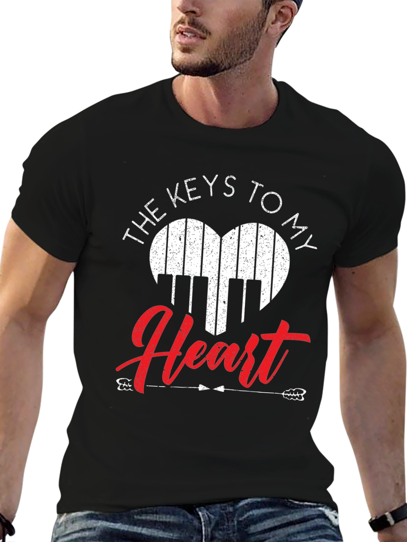 Piano Heart Keys Graphic T-Shirt