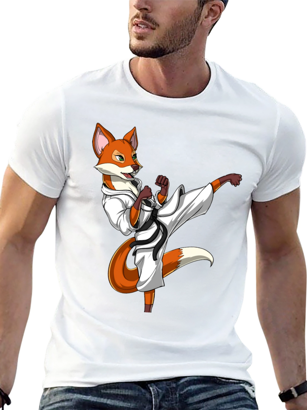 Martial Arts Fox Graphic T-Shirt