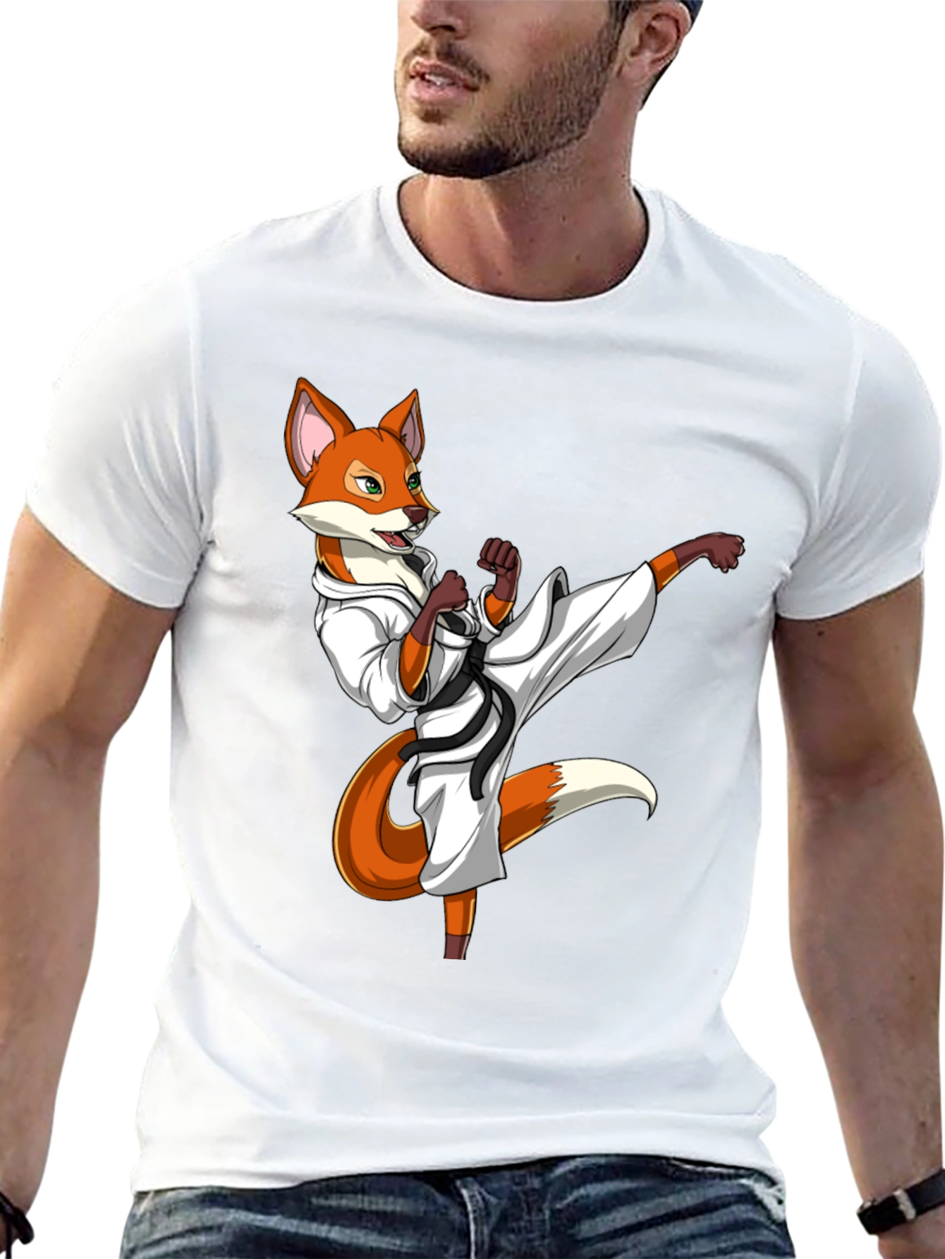 Martial Arts Fox Graphic T-Shirt