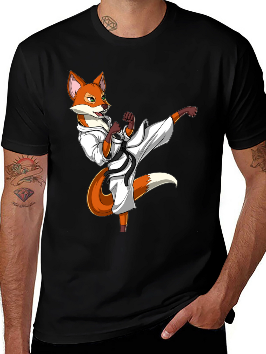 Martial Arts Fox Graphic T-Shirt