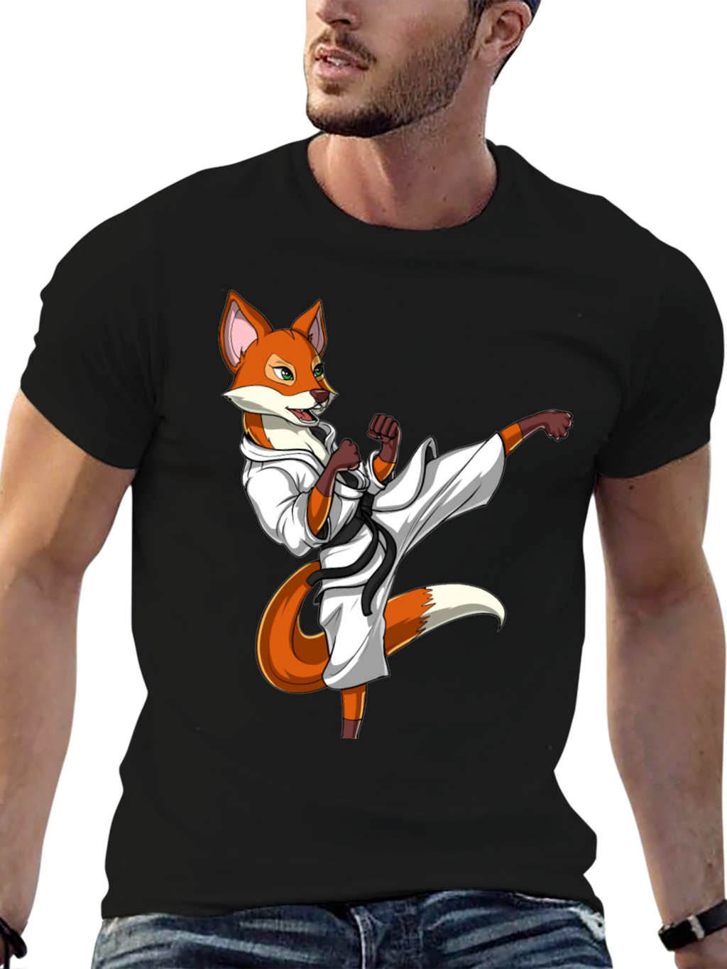 Martial Arts Fox Graphic T-Shirt