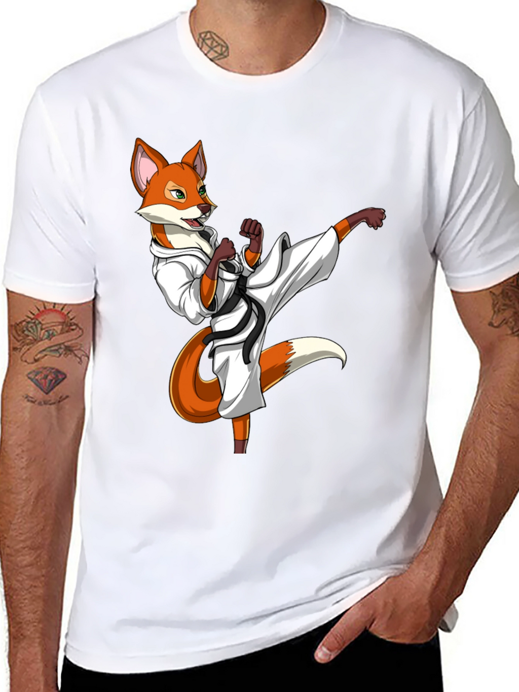 Martial Arts Fox Graphic T-Shirt