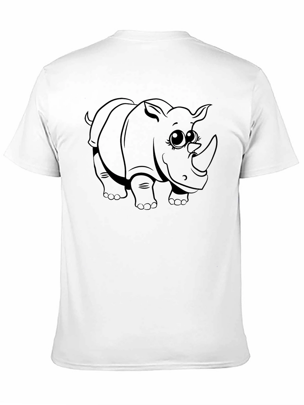 Cute Rhino Graphic Print Black T-Shirt