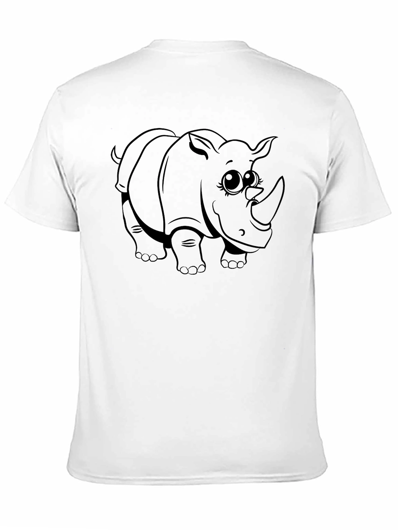 Cute Rhino Graphic Print Black T-Shirt
