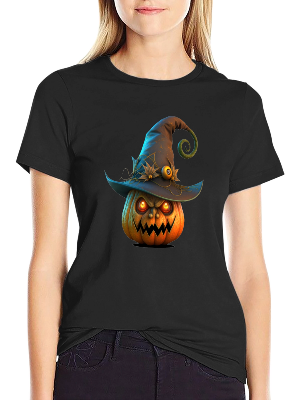 Halloween Pumpkin Witch Hat T-Shirt