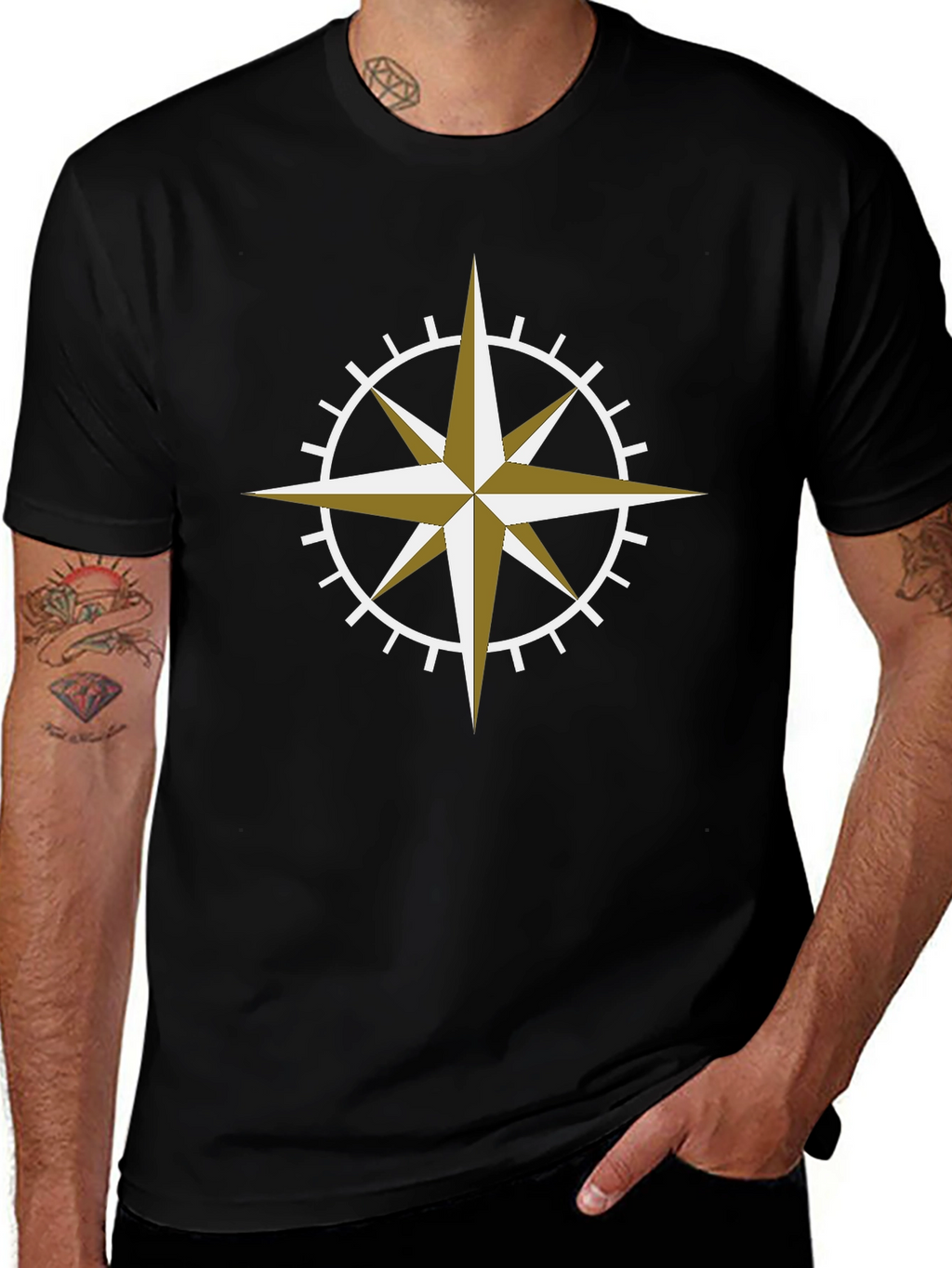 Compass Rose Graphic Tee - Black