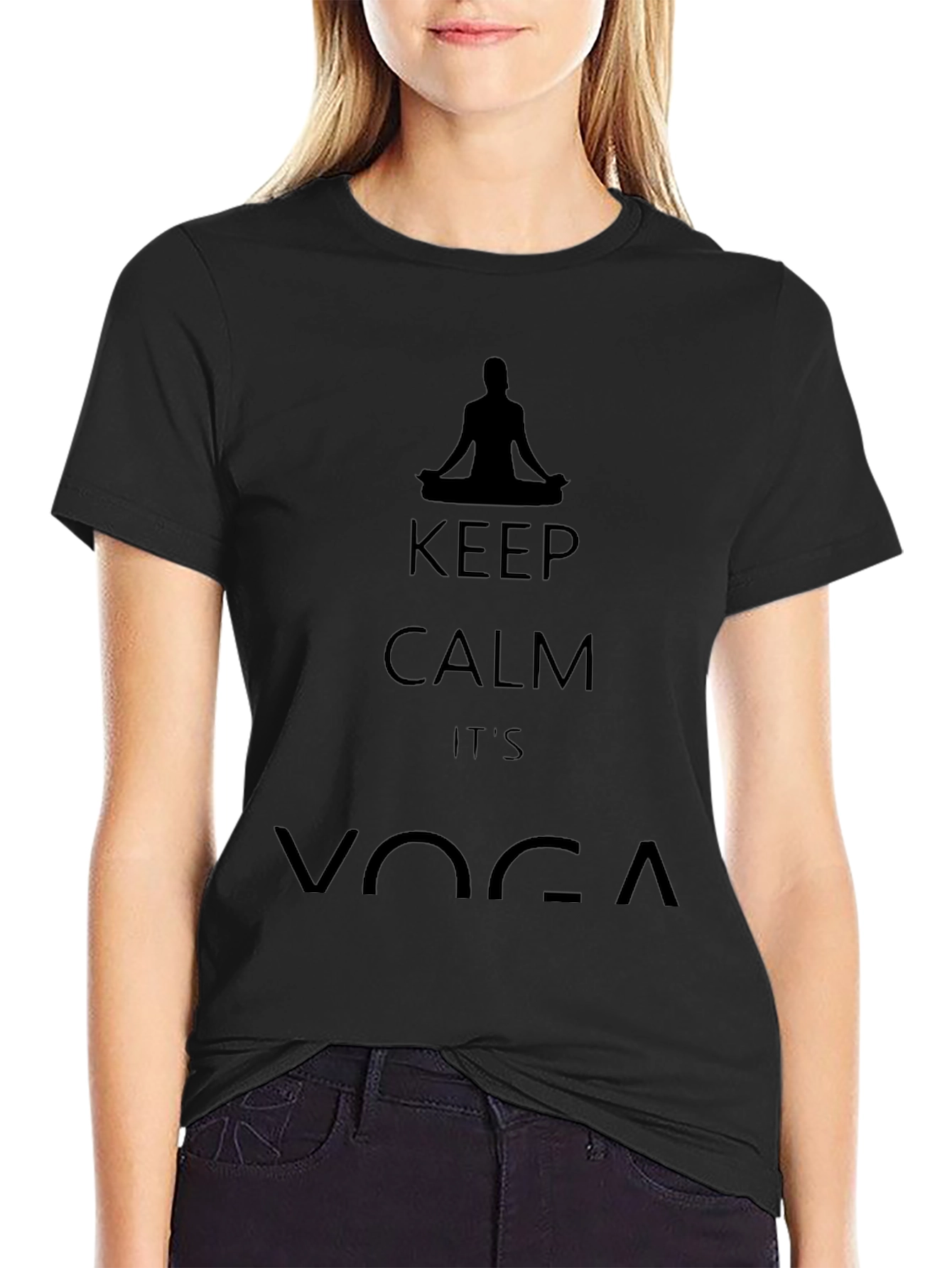 Keep Calm Its Yoga Black T-Shirt