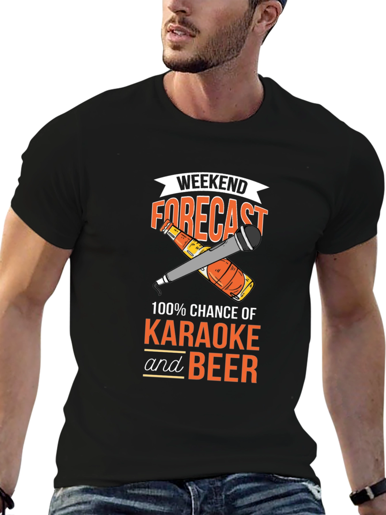 Karaoke and Beer Forecast Graphic T-Shirt