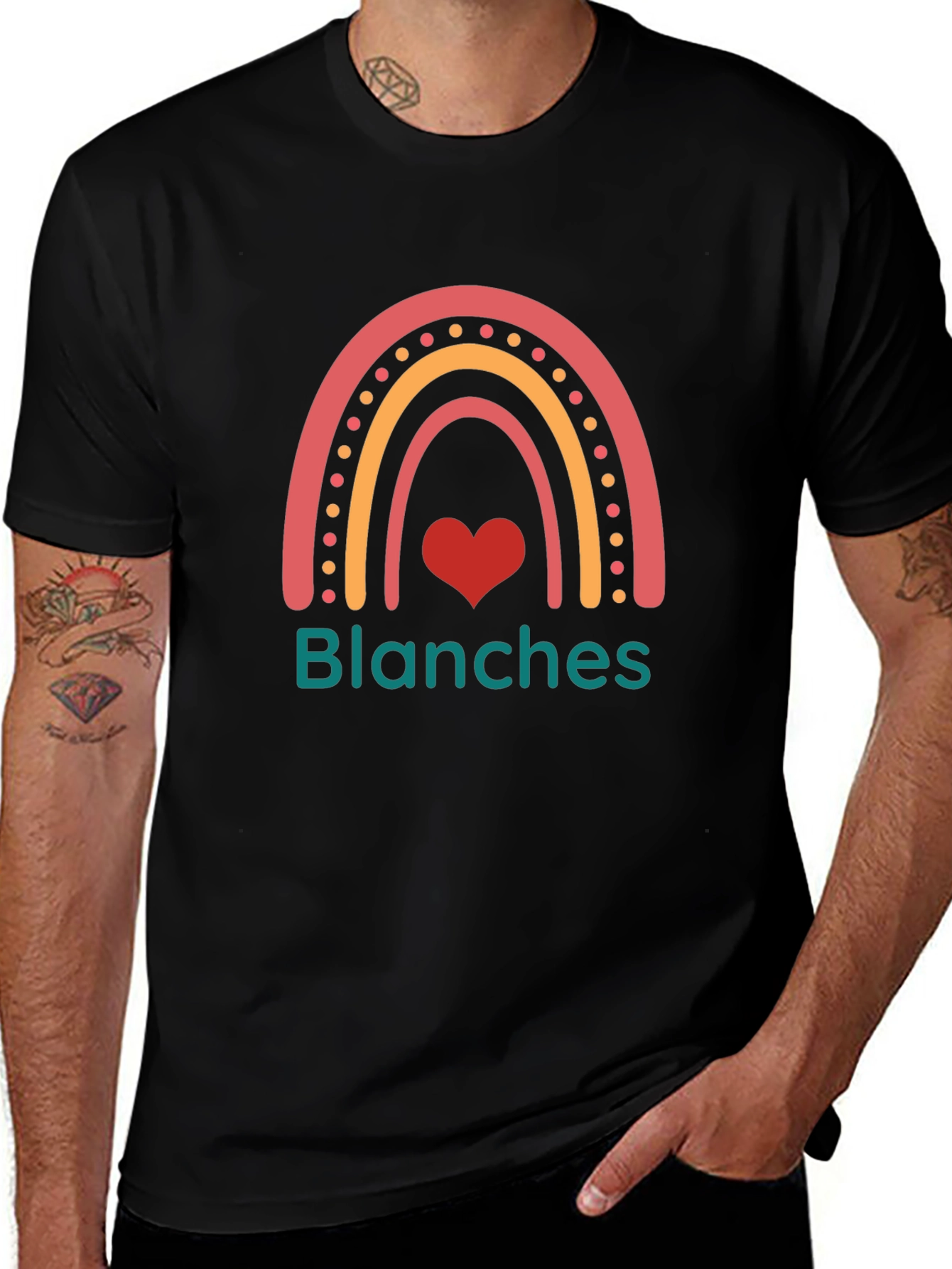 Blanches Rainbow Heart Graphic Tee - Trendy Casual