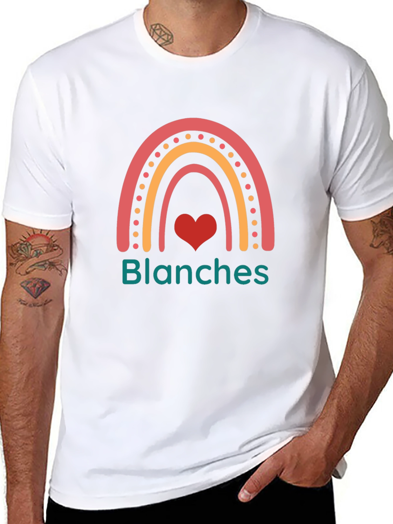 Blanches Rainbow Heart Graphic Tee - Trendy Casual