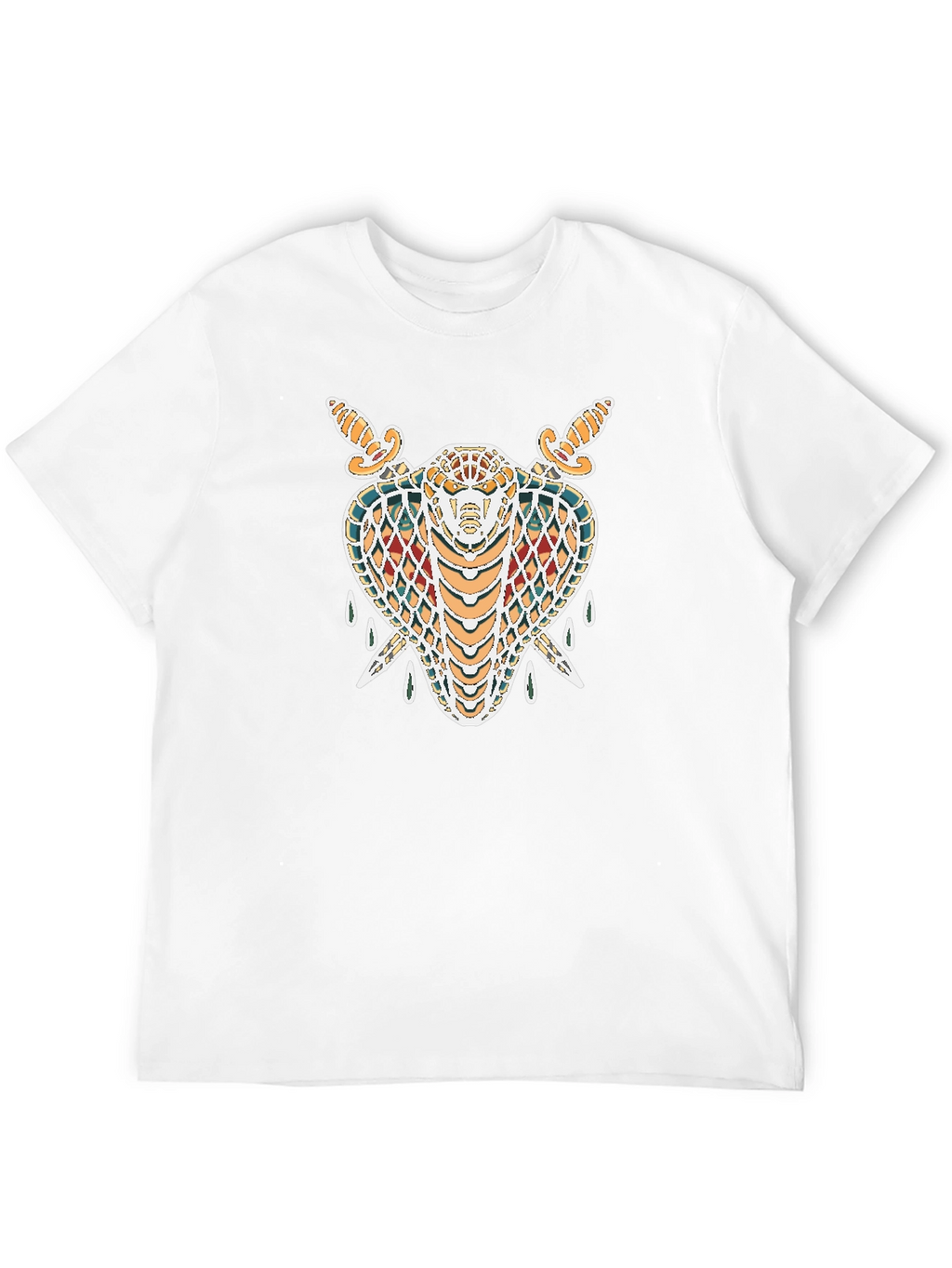 Black T-Shirt with Snake & Swords Graphic